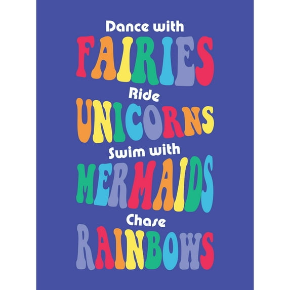 Fairies Unicorns Mermaids Rainbows Large Wall Art Print
