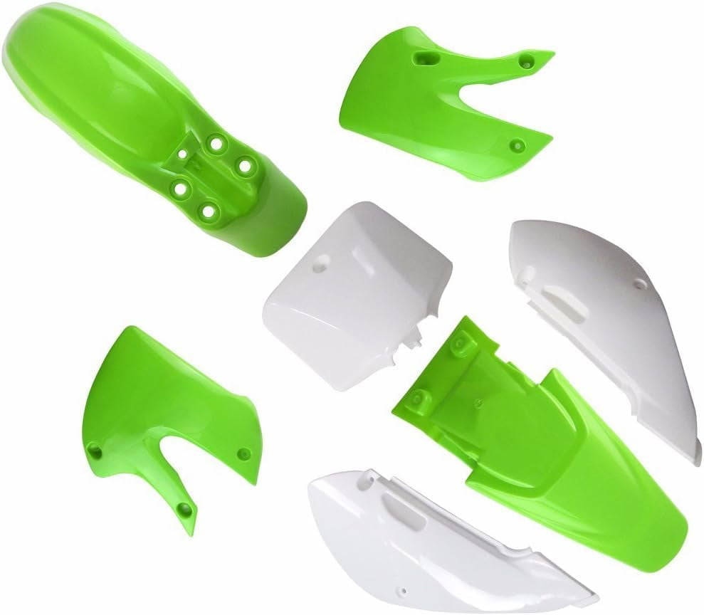 Fairing Kit Plastic Fender for Kawasaki KLX110 KX65 KLX 110 KX 65 Suzuki DRZ110 Chinese 110cc 125cc 140cc Pit  (Green+White)