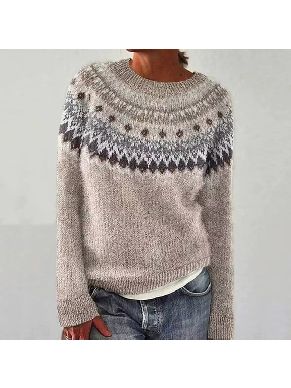 Fairisle Sweaters for Women Norwegian Sweater Women Oversized Sweaters Cute Sweaters Retro Sweaters Pullover Sweaters Fall Sweaters Winter Sweaters Vintage Sweater Crew Neck Sweater