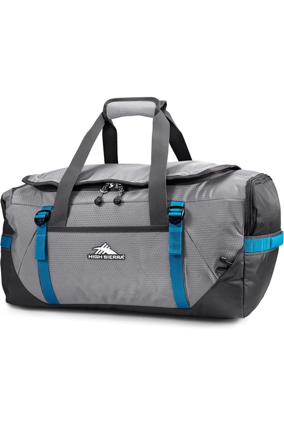 Fairlead Convertible Duffel Bag, Lightweight and Durable Weekender Duffel, easily converts into backpack, 64L Capacity, Steel Gray/Mercury/Blue