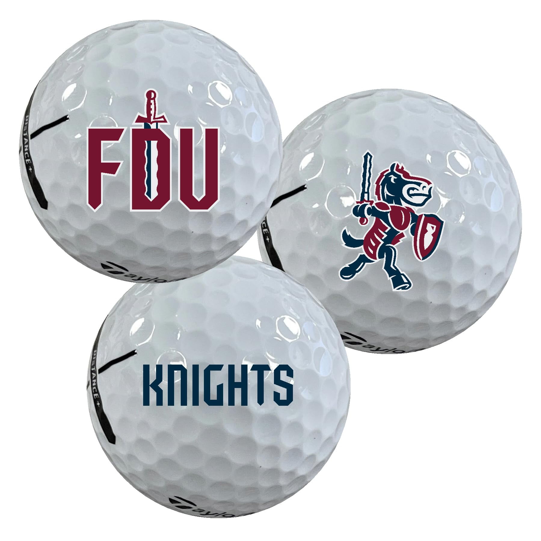 Fairleigh Dickinson University Knights Logo Edition Officially Licensed NCAA Taylormade Distance+ Golf Balls 12-Pack (Dozen)