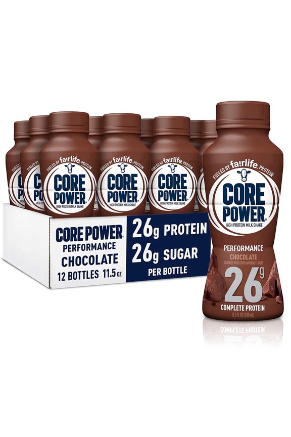 Core Power 26g Protein Milk Shakes, Ready To Drink for Workout Recovery, No Artificial Sweeteners, Chocolate, 11.5 Fl Oz (Pack of 12)