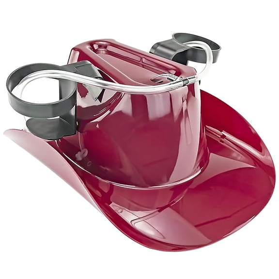 Fairly Odd Novelties: Cowboy Drinking Hat - Burgundy, Dual Can Holders & Straw, Adjustable Strap, Sip Beverages Hands-Free, Parties-Rodeos-Tailgates