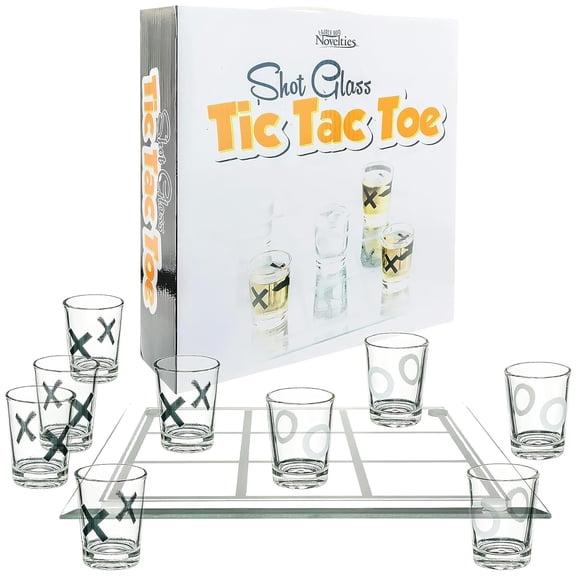 Fairly Odd Novelties: Shot Glass Tic Tac Toe - Drinking Game Twist, Collectible Glass Set, 8.6" Board, Classic Strategic Duel, Adults Party Game Night