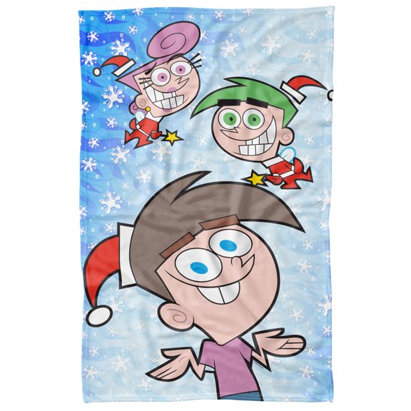 Fairly OddParents Blanket, 36'x58' Merry Fairy Timmy Wanda Cosmo Fleece Blanket