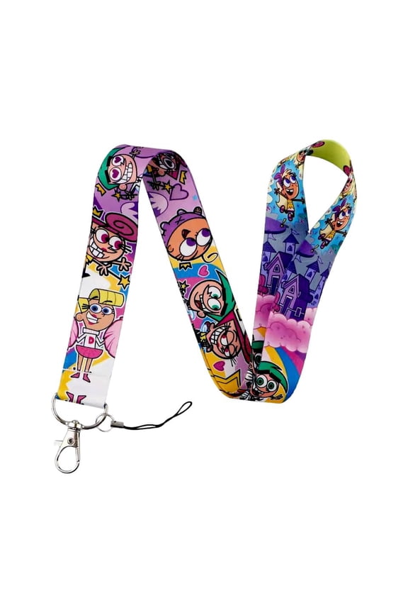 Fairly OddParents Cartoon Cosmo & Wanda Lanyard Keychain