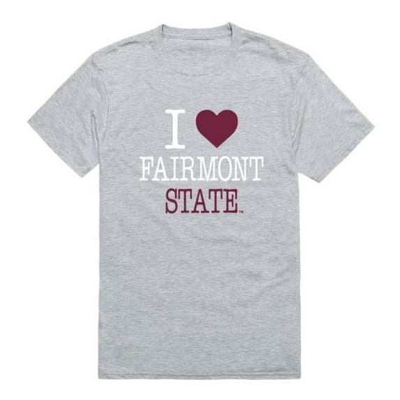 Fairmont State University Falcons I Love T-Shirt, Heather Grey - Large