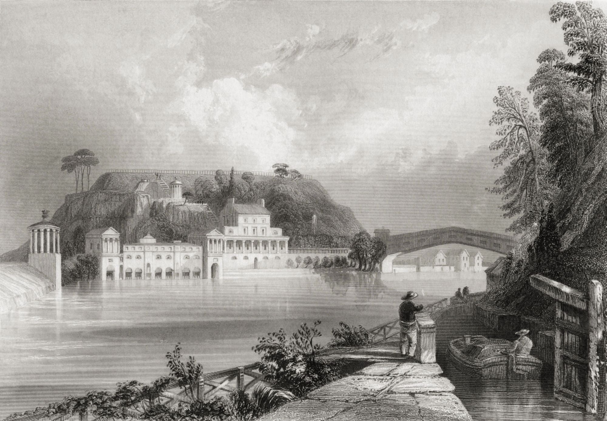 Fairmount Waterworks Schuylkill River Philadelphia America In The 19Th Century From Cyclopaedia Of Useful Arts And Manufactures By Charles Tomlinson Canvas Art - Ken Welsh Design Pics (34 x 22)