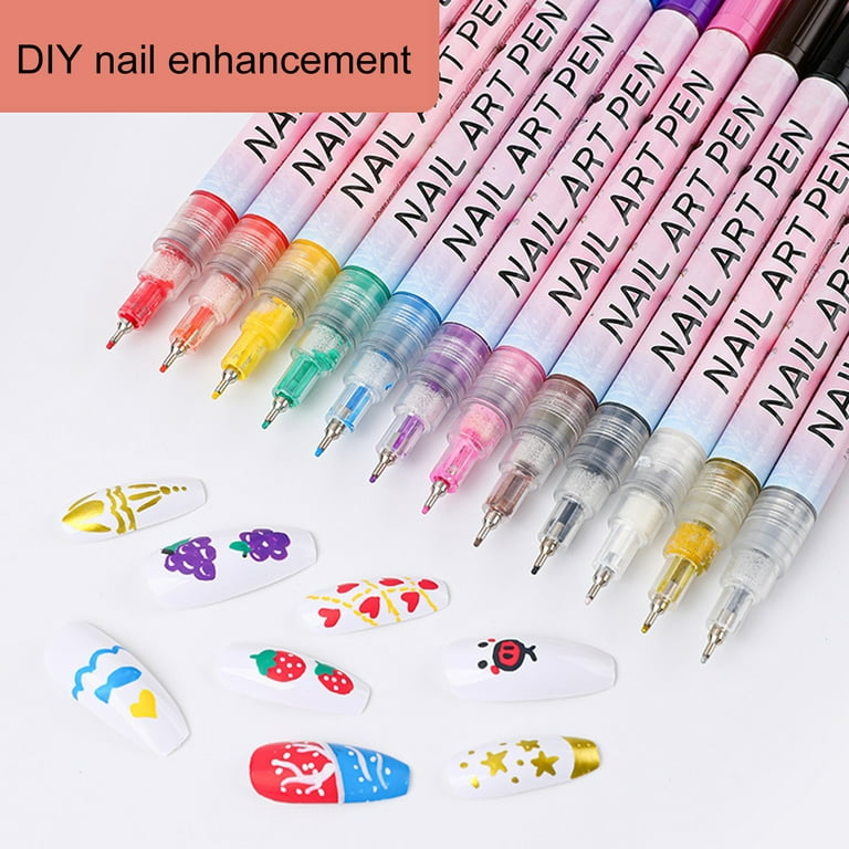 Fairnull 0.5mm Needle Tip Fast Drying Creative Nail Art Pen 12 Colors  Plastic Waterproof Painting Liner Marker Pen Nail Supplies
