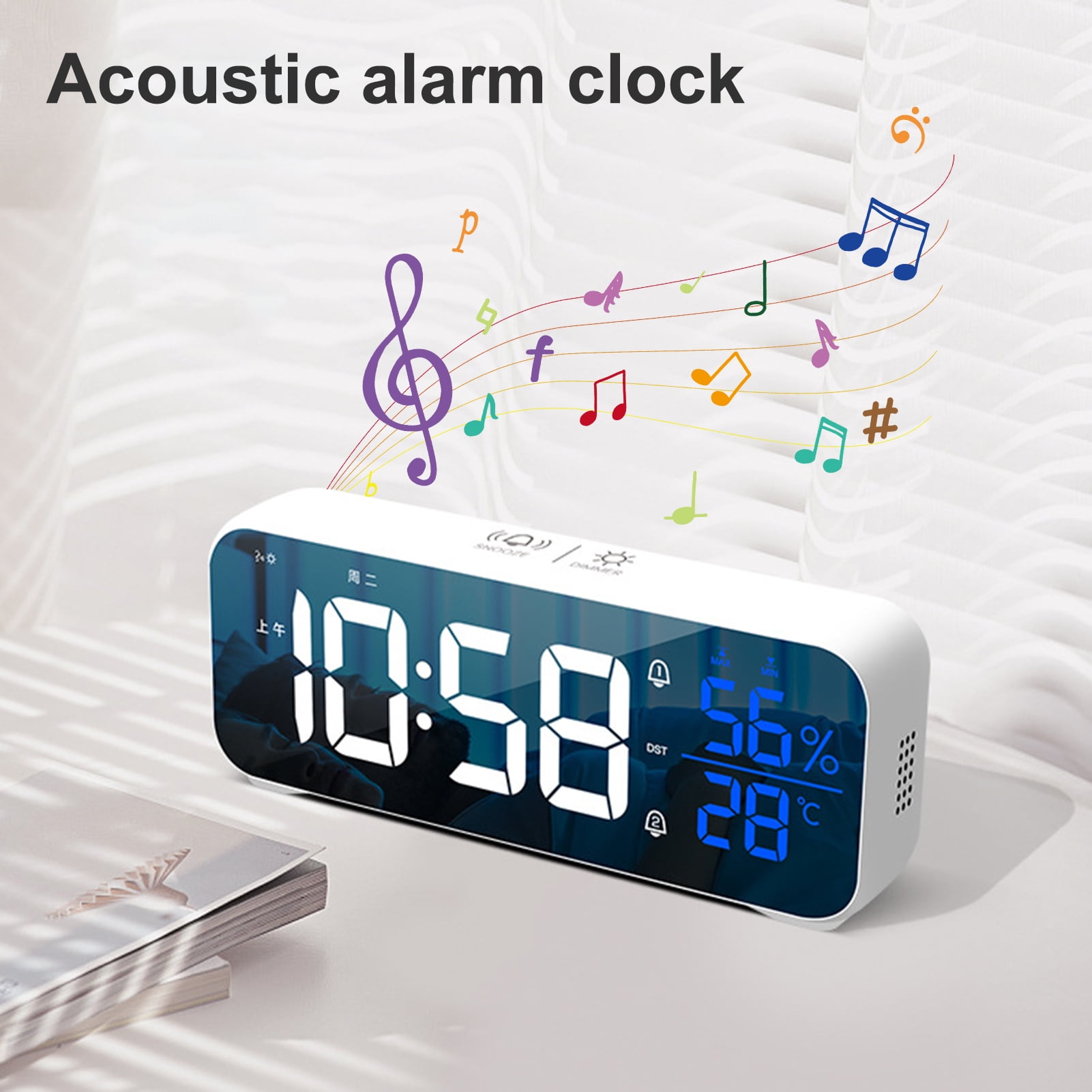 Fairnull 1 Set Alarm Clock 5 Gears Volume/Brightness Voice Control