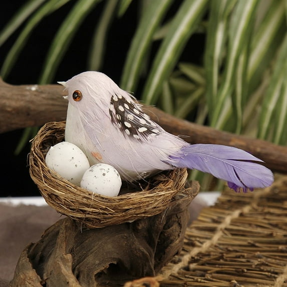 Fairnull 1 Set Artificial Bird Nest Realistic Looking Eco friendly Creative Craft Birds Statue Fake Bird Nest for Home