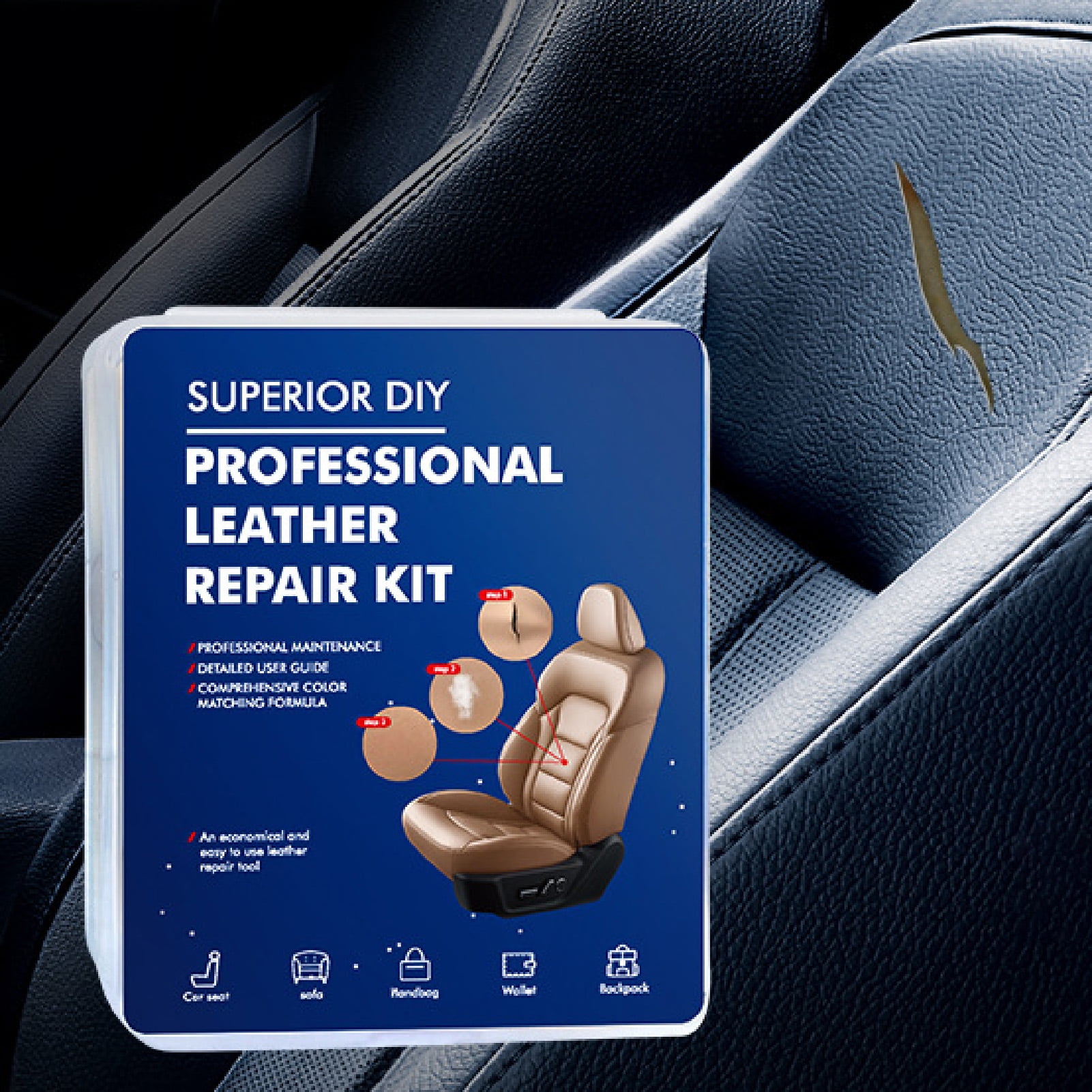 Fairnull 1 Set Leather Repair Kit Long Lasting Safe Plastic Seat Fix  Adhesive Restorer for Car Seat 