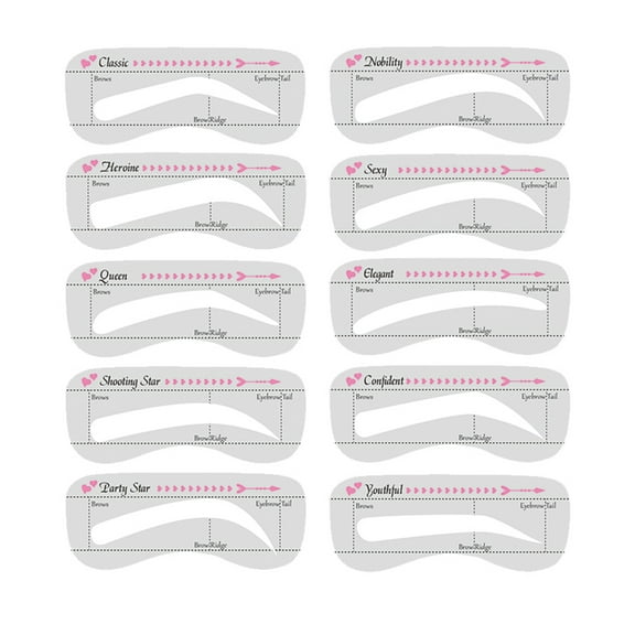 Fairnull 10Pcs Eyebrow Stencils Precisely Position Attach Tightly Cost-saving One Step Eyebrow Template Kit for Girl