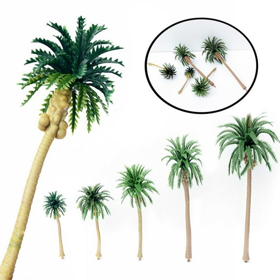 Fairnull 10Pcs Mini Artificial Coconut Palm Trees Model DIY Landscape Layout Accessory