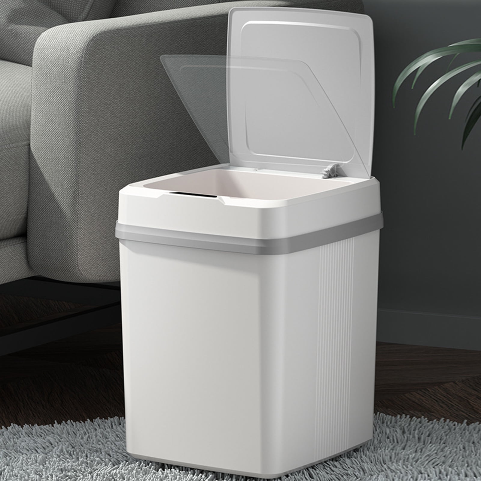Led Trash Can Fairnull 12L Automatic Trash Can 3 Modes Widen Opening Built-in LED ...