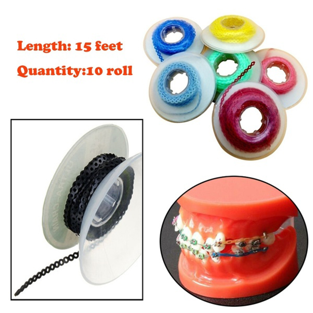 Fairnull 15ft Short Type Dental Orthodontic Elastic Rubber Band Oral Cavity Floss Spool