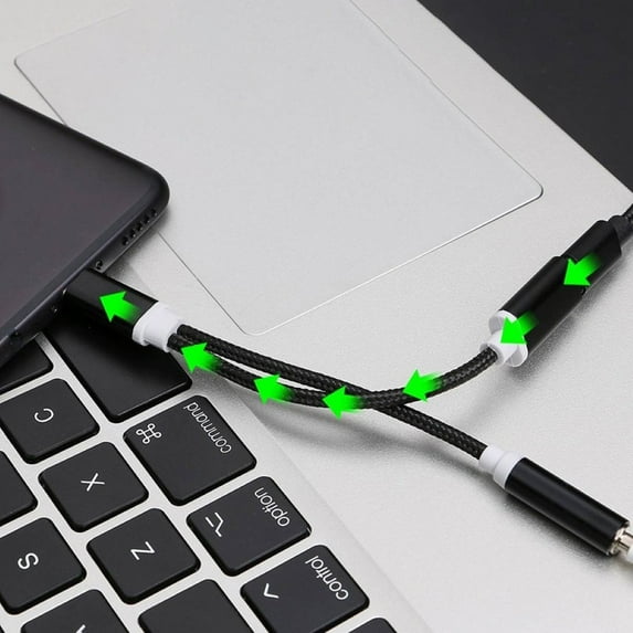 Fairnull 2 in 1 Type-c to 3.5mm Earphone Audio Jack Charging Cable Converter Adapter
