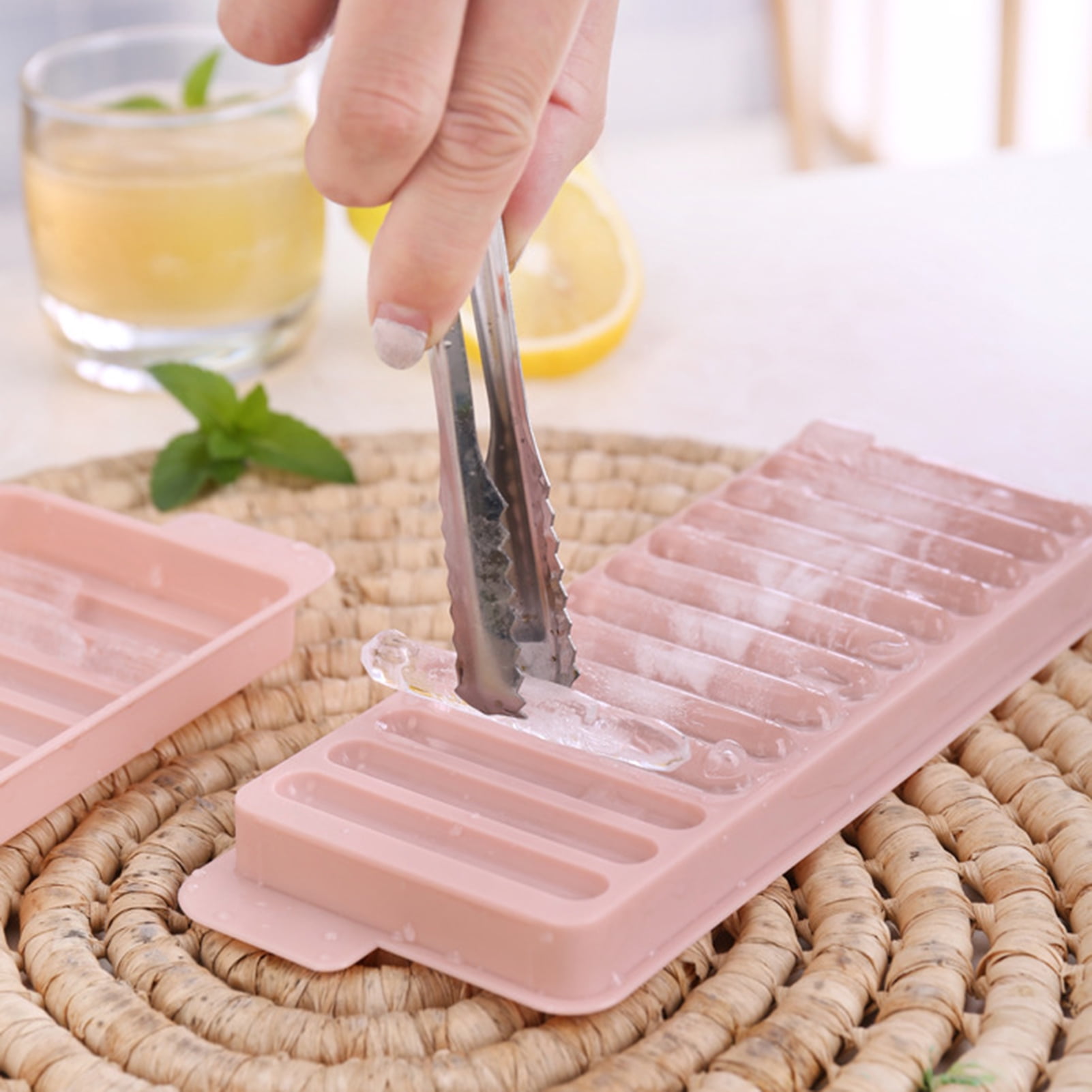 Fairnull 2Pcs Ice Stick Tray Mold with Lid Food Grade Easy Release BPA