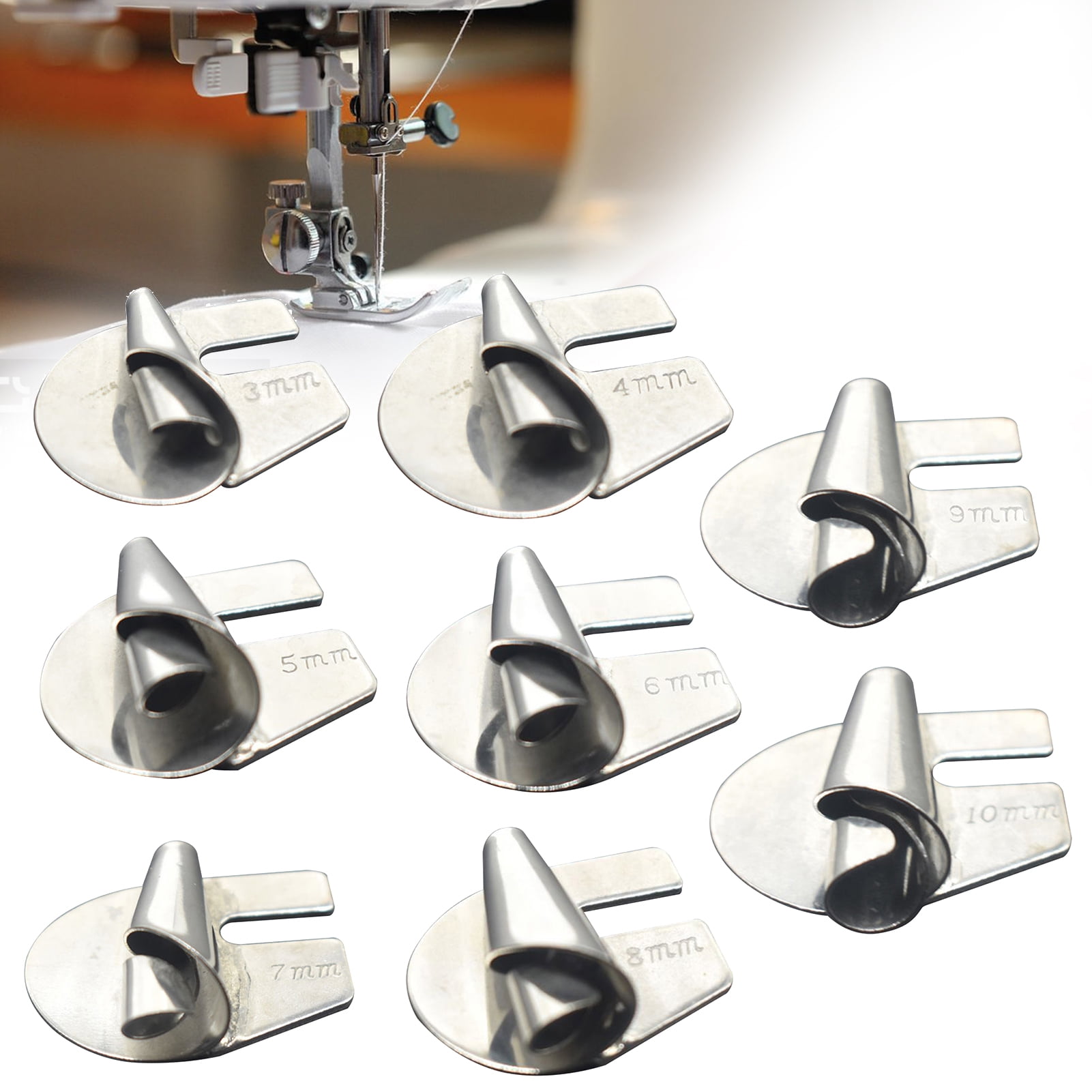 Fairnull 4/8 Pieces Sewing Rolled Hemmer Foot Set Quick Easy Hemming