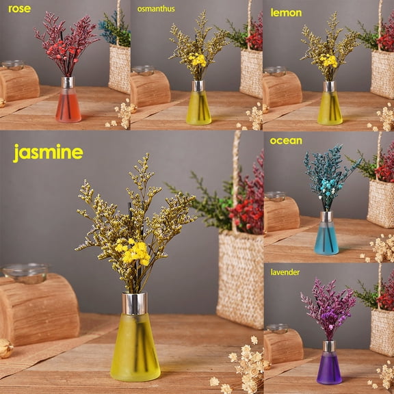 Fairnull 50ML Aroma Ornament Frosted Bottle Plant Rattan Sweet Fragrance Good Smell Natural Extracts Rose Jasmine Aroma Air Freshener Toilet Supply