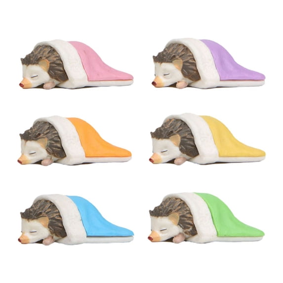 Fairnull 6Pcs Hedgehog Figurines Cute Cartoon Animal DIY Figure Miniature Solid Model Decoration PVC Dollhouse Figurine Micro Landscape Ornaments Model Gift