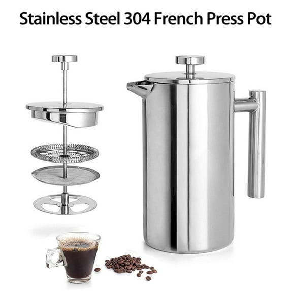 Fairnull 800ML/350ML/1000ML Coffee Press Pot Easy to Clean Stainless Steel Coffee Maker Portable for Home Kitchen