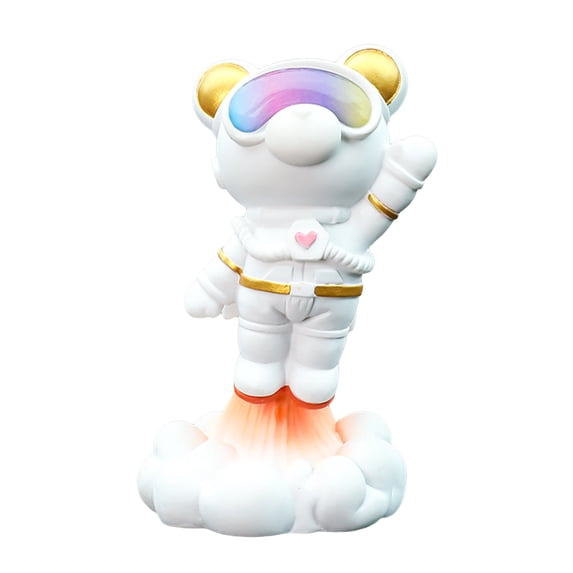Fairnull Bear Model Creative Birthday Gift Resin Craft Cartoon Space Bear Figurine Car Decoration