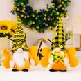 thumbnail image 1 of Fairnull Bee Gnome Plush Doll with Wings Antenna Plaid Striped Hat Sunflower Cute Desktop Honeybee Faceless Gnome Stuffed Ornament Bee Festival Favors, 1 of 11