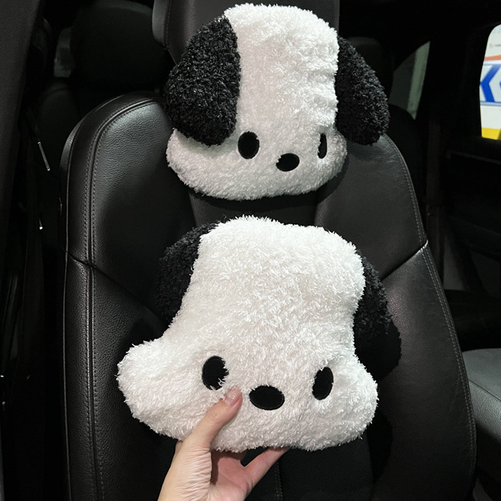 Estel Cartoon Cute Panda Plush Auto Car Seat Headrest Neck Rest Cushion  Pillow 1 Pair with Different Faces