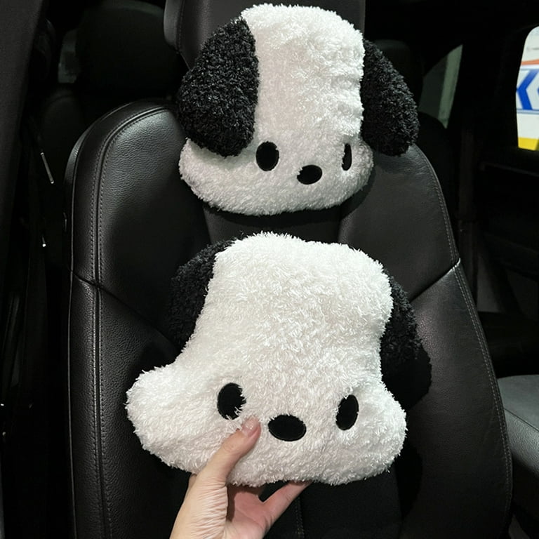 White Plush Car Neck Pillow, Lumbar Support Cushion For Long Distance  Driving, Comfortable Seat Headrest