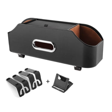 Shkalacar Car Headrest Storage Box – Multifunctional Organizer With Cup Holders, Phone Holder, Hooks, Tissue Box