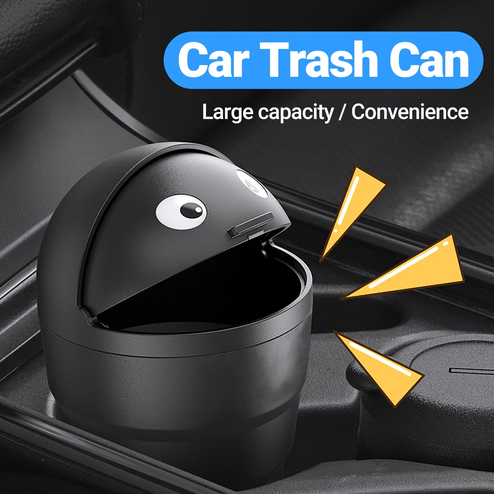 Fairnull Car Trash Bin Multifunction Waste Organizer with Swing Lid