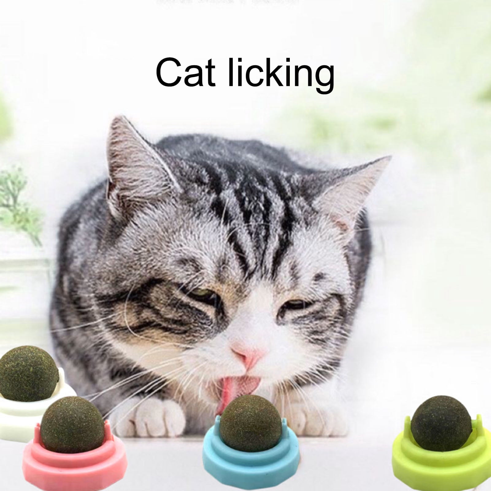 Fairnull Cat Licking Toy Easy to Paste 360 Degree Rotatable Dust Cover ...