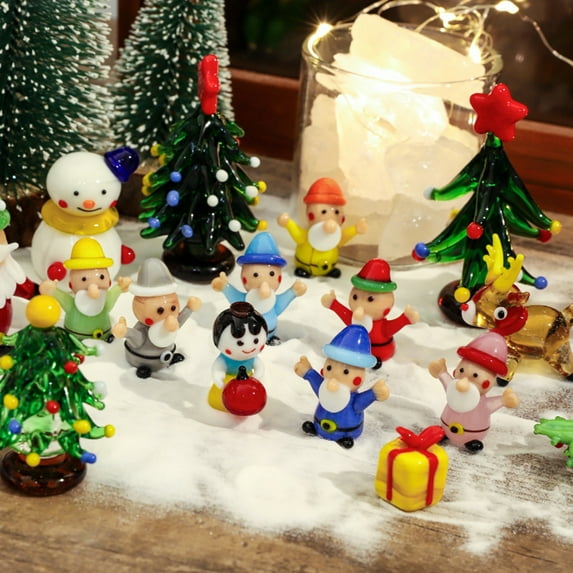 Fairnull Christmas Ornament Clear Texture Anti-impact Colorfast Festive Doll House Santa Model for Desktop