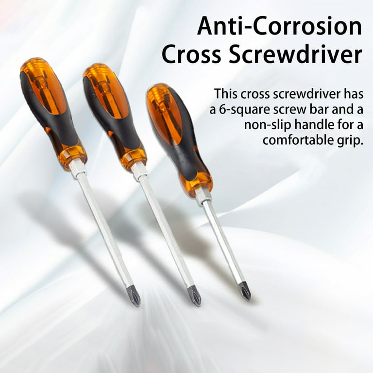 Fairnull Cross Screwdriver Strong Torque Automatic Magnetic Absorption Anti roll 6 side Rotating Rod Large Wide Head Screw Driver for Workshop
