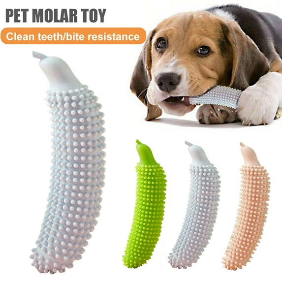 Fairnull Dog Chew Toy Good Toughness Attractive Interactive Relieve Boredom Cleaning Teeth Bite Resistant TPE Cucumber Stick Pet Teething Toy Pet Supplies