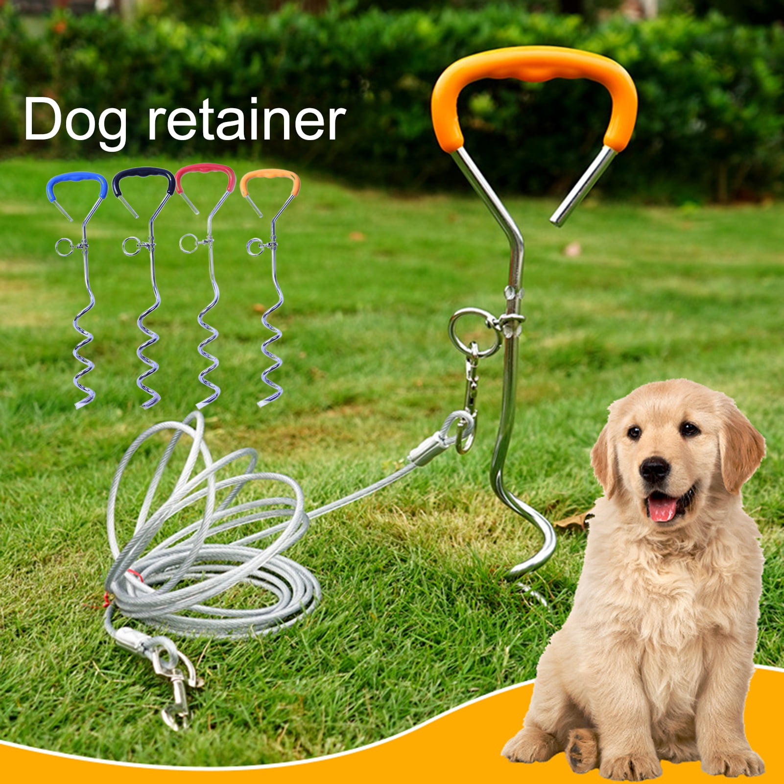 Fairnull Dog Stake 360 Degree Rotating Ring Ergonomic Handle Heavy Duty Dog Tie Out Stake Attach to Tie Out Cable Anti Rust Medium Large Dogs Spiral Stake Outdoor Play Walmart
