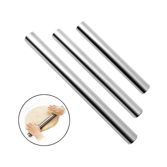 Fairnull Dough Rolling Pin Reusable Food Grade Not Sticky Polished Long-lasting Labor-saving Stainless Steel Smooth Surface Making Kitchen Rolling Pin for Kitchen