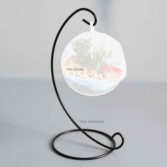 Fairnull Elegant Moon Shape Basket Display Rack Beautiful Sturdy Wrought Iron Basket Display Stand for Home