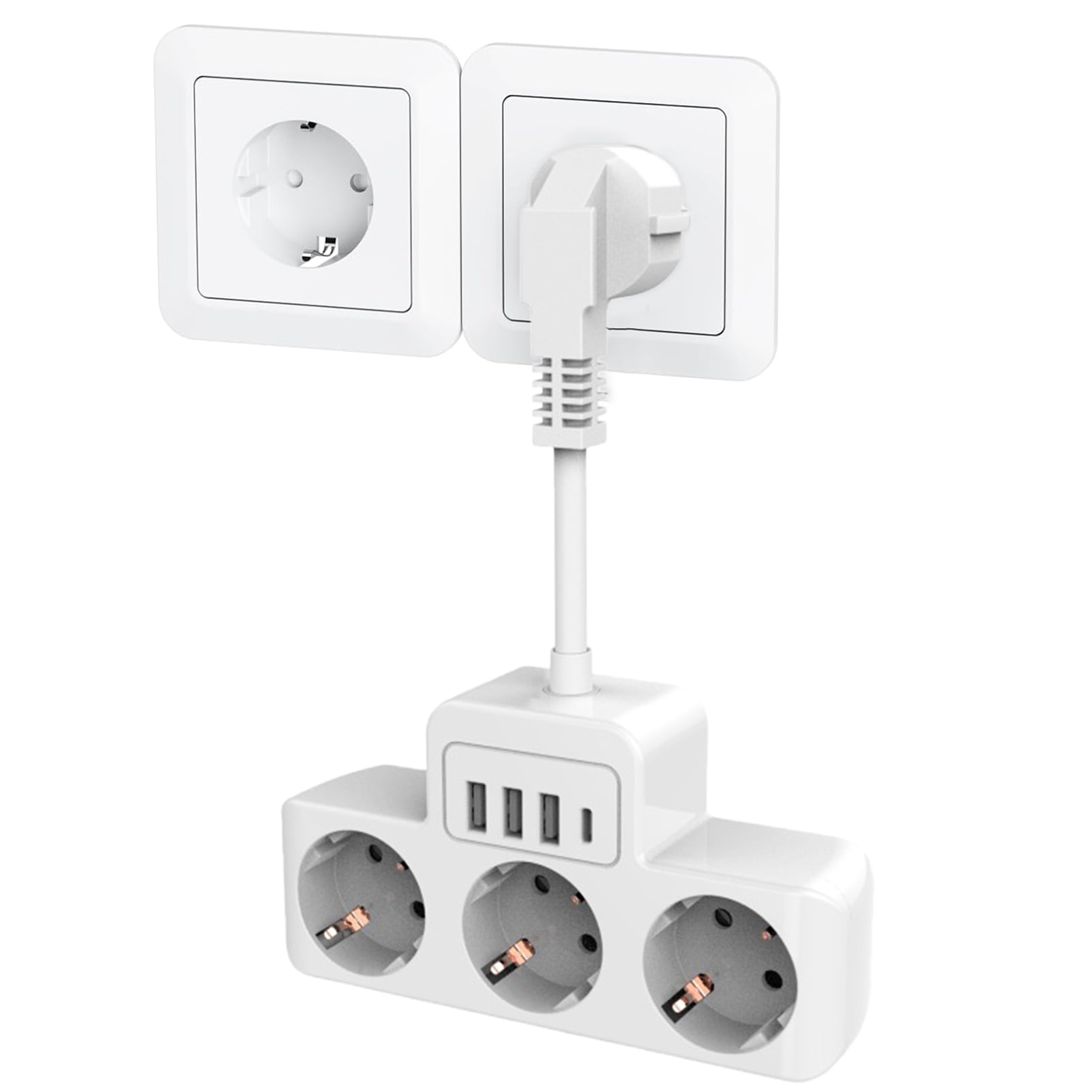Fairnull European Travel Plug Adapter with USB Ports Travel Use TypeC International Travel