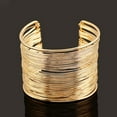 thumbnail image 1 of Fairnull Fashion Women's Multilayer Metal Wires Strings Open Bangle Wide Cuff Bracelet, 1 of 9