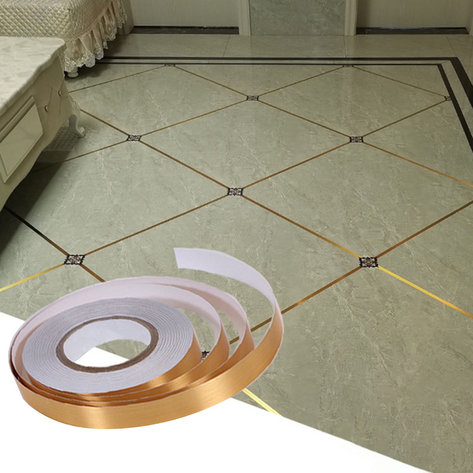 Fairnull Floor Tape High-density Wide Use Golden Color Adhesive Tile Seam  Tape Sticker for Home 