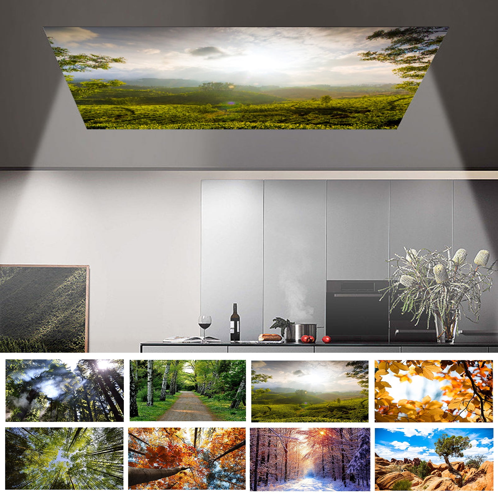 Fairnull Fluorescent Light Cover with 10 Exquisite Pattern Easy Installation Fluorescent