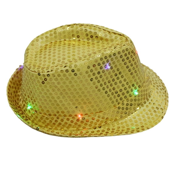 Fairnull Jazz Hat Glowing Sequins LED Portable Shining Hat for Performance