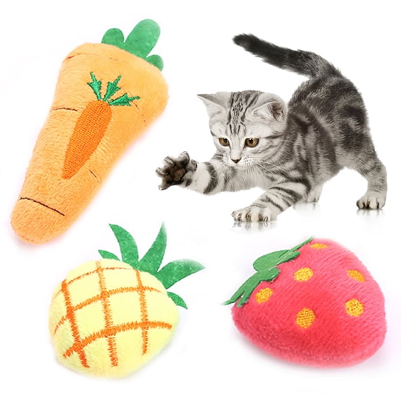 Fairnull Kitten Catnip Toy Decorative Comfortable Fruit Carrot Cat Chew Toys for Kitty
