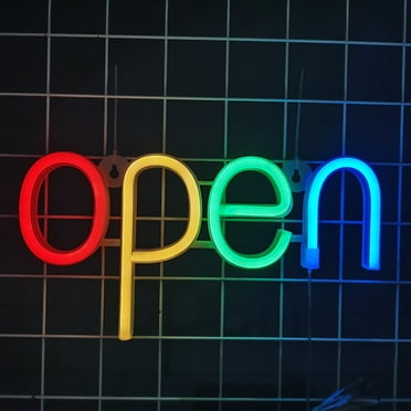 Fairnull LED Neon Sign Creative Shape IP44 Waterproof Flicker-Free Battery-operated Wide Application Decorative PVC OPEN Neon Sign Lamp Holiday Party Festive Prop for Home