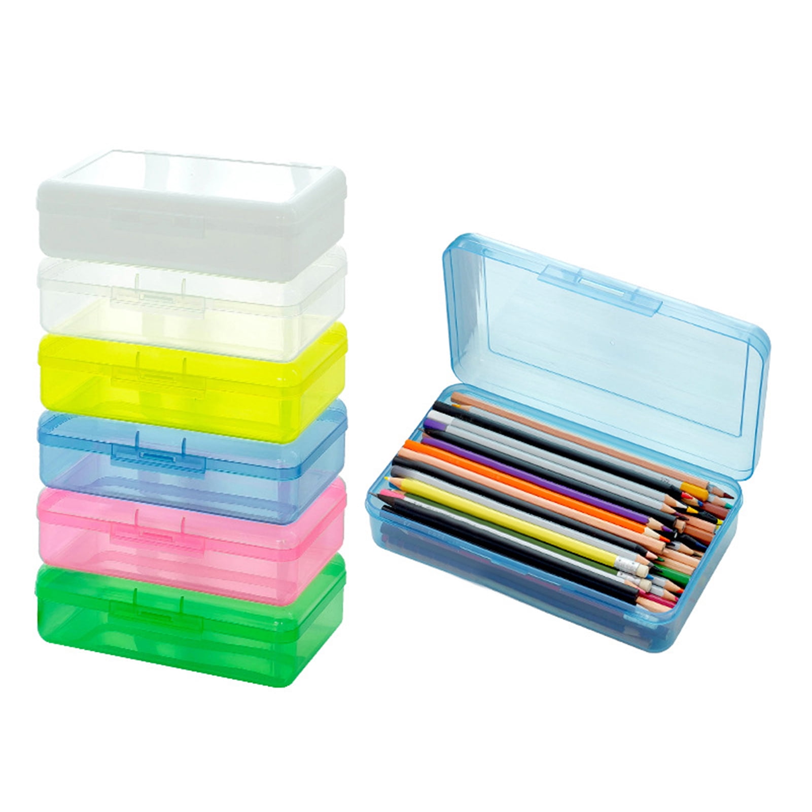 Fairnull Large Capacity Stationery Box Clear Visible Heavy Duty ...