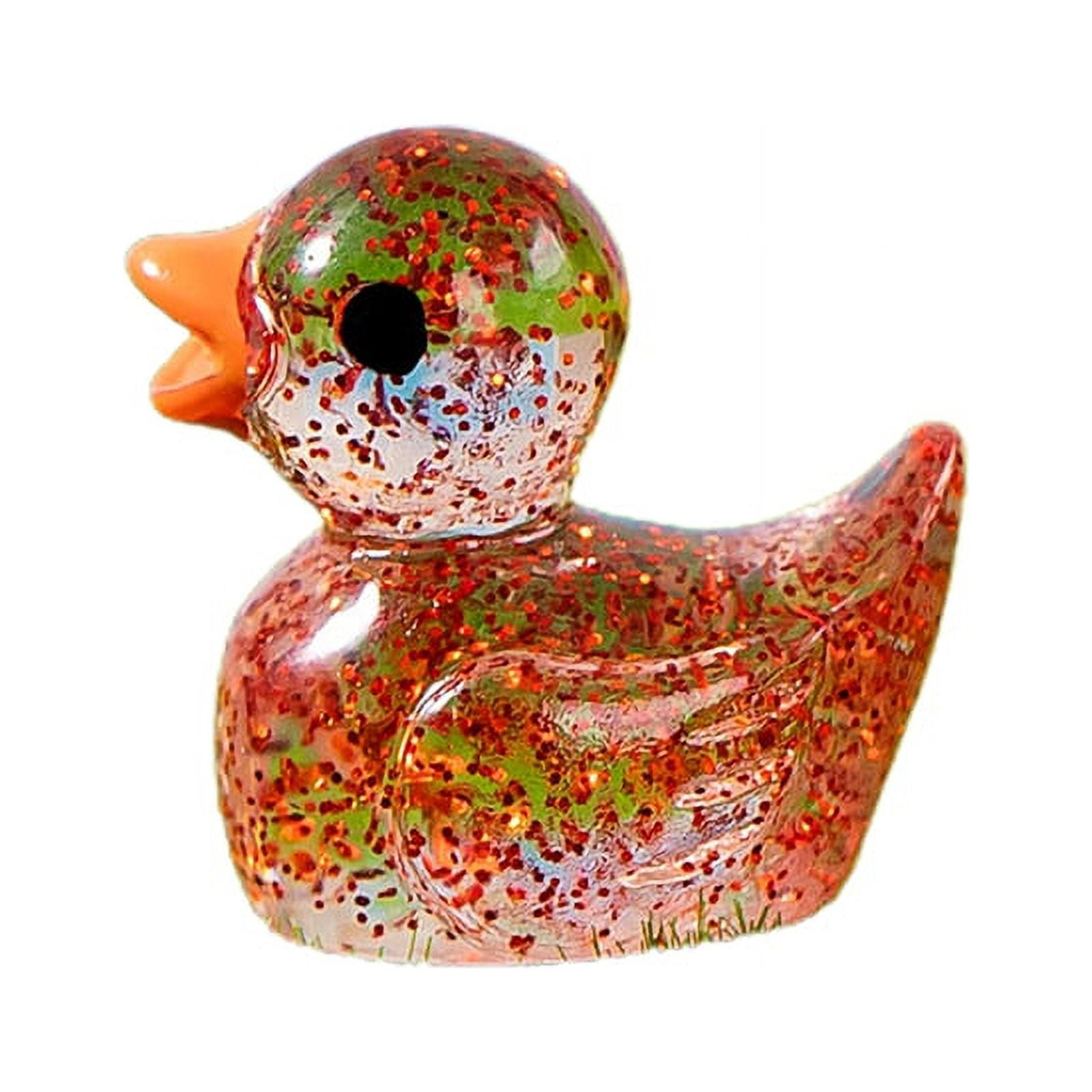 Fairnull Mini Glitter Clear Duck Ornament Cute Resin Craft Desktop