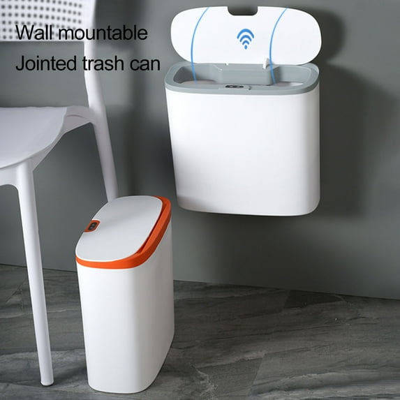 Fairnull Motion Sensor Garbage Basket with Lid Large Capacity Punch-free Smart Intelligent Induction Trash Can for Kitchen Office Bathroom