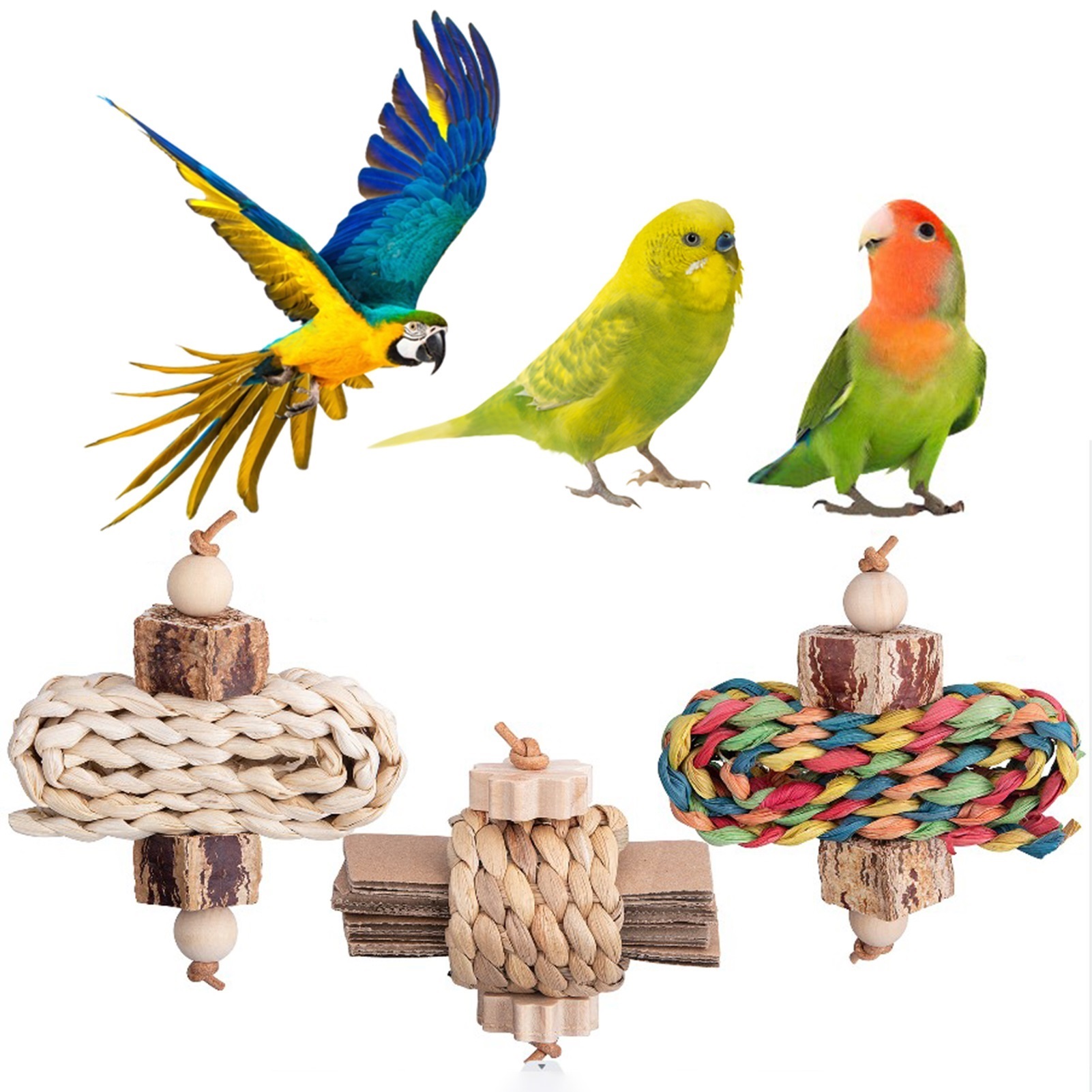 Fairnull Parrot Chew Toy Safe Material Chewing Resistant Braided